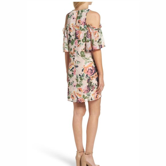 NEW Charles Henry Floral Cold Shoulder Dress - Picture 2 of 5
